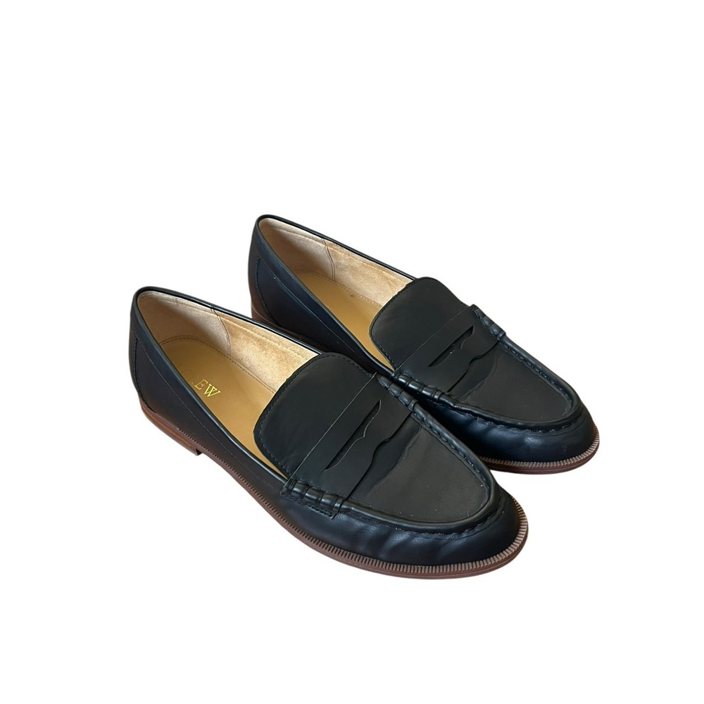 J. Crew Penny Loafer Faux Leather (Black) Flat Shoes Size 9.5‎